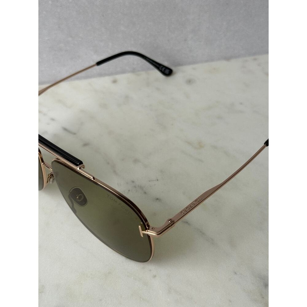 NEW Tom Ford FT1018 Brady Aviator Sunglasses Gold Green $475 - Picture 7 of 10